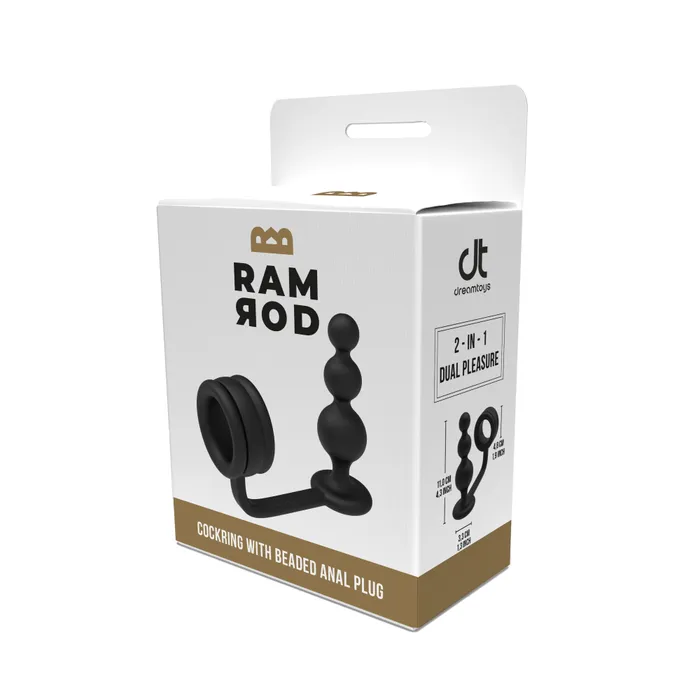 Male Sex Toys Dream Toys 2 in 1 Silicone Cock Ring with Anal Rosary Ramrod